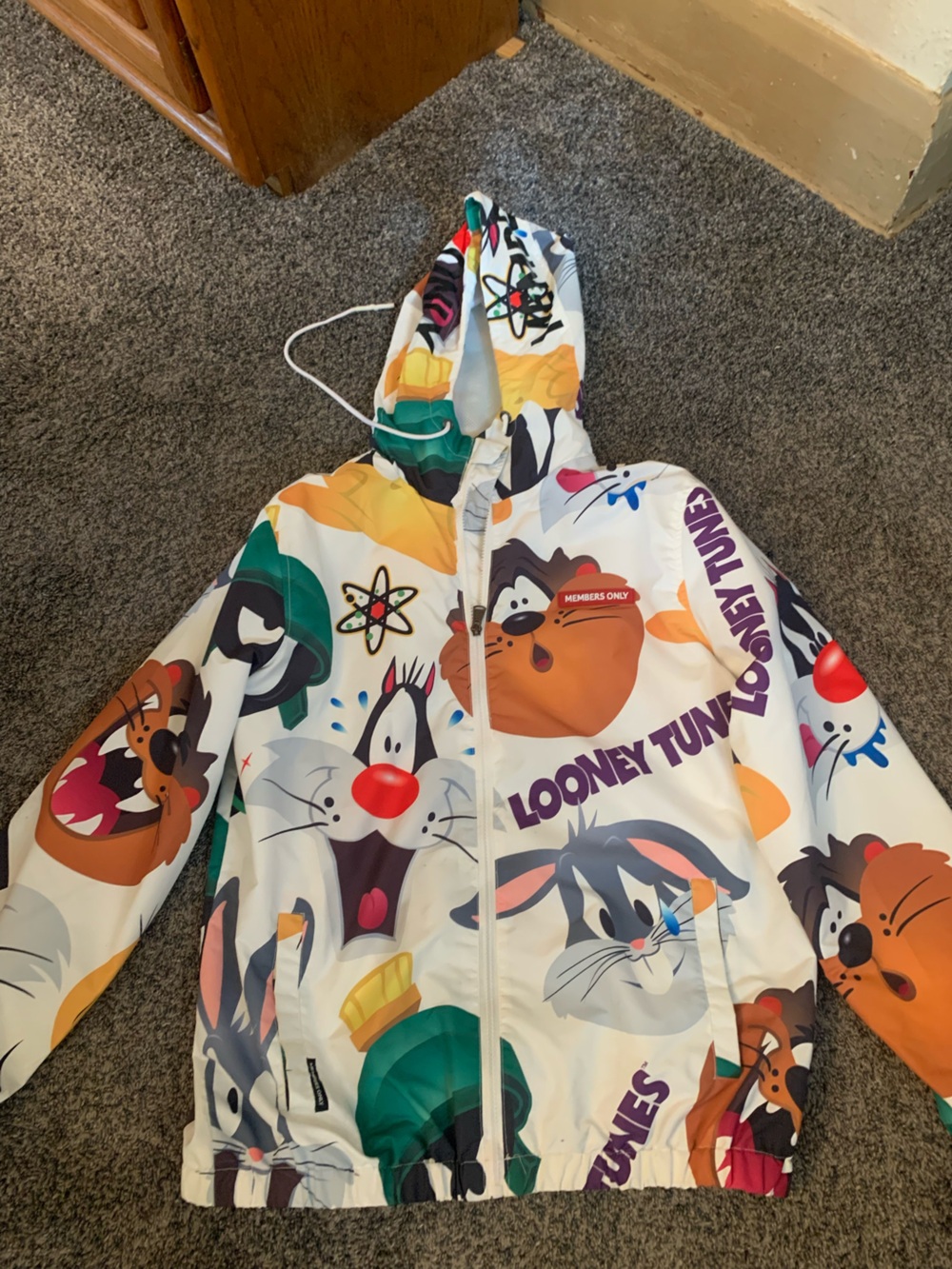 Warner Bros. Looney Tunes Multicolor Graphic Hooded Jacket Size M